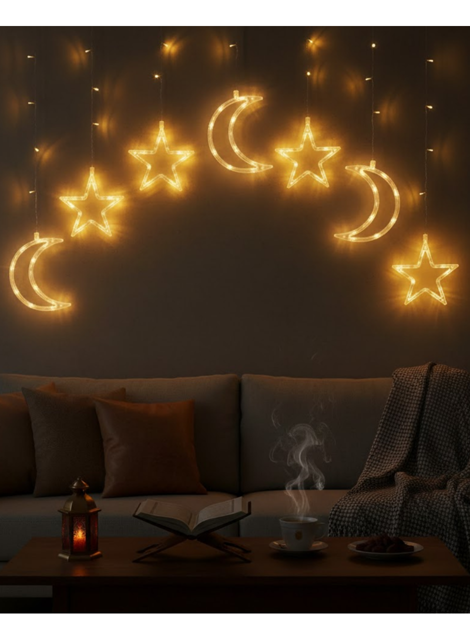 Büyük Ay Yıldız Ramazan Led Işık Dekoratif Işıklı Süs
