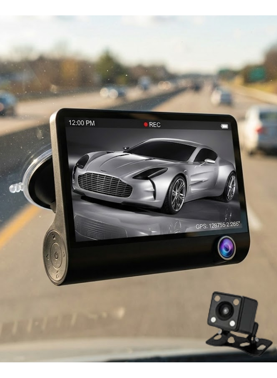 Araç DVR Kamera Çift Lensli 4 İnç Ekranlı G Sensörlü