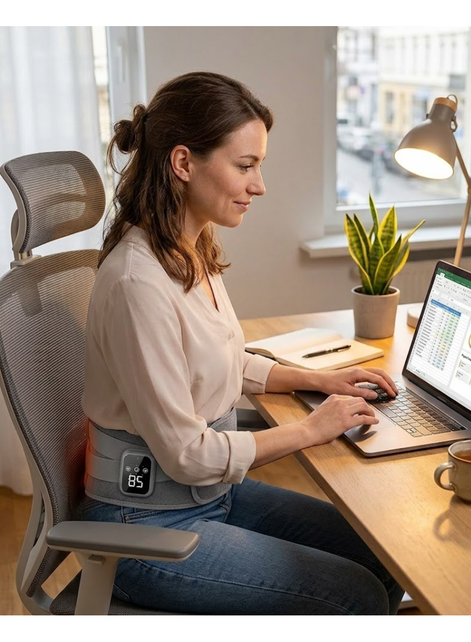 USB Şarjlı Isıtmalı Bel Masaj Kemeri 3 Farklı Masaj Modu