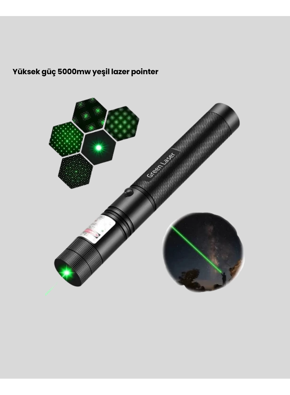 Uzun Mesafe Görünürlüklü Yeşil Lazer Pointer Şarjlı