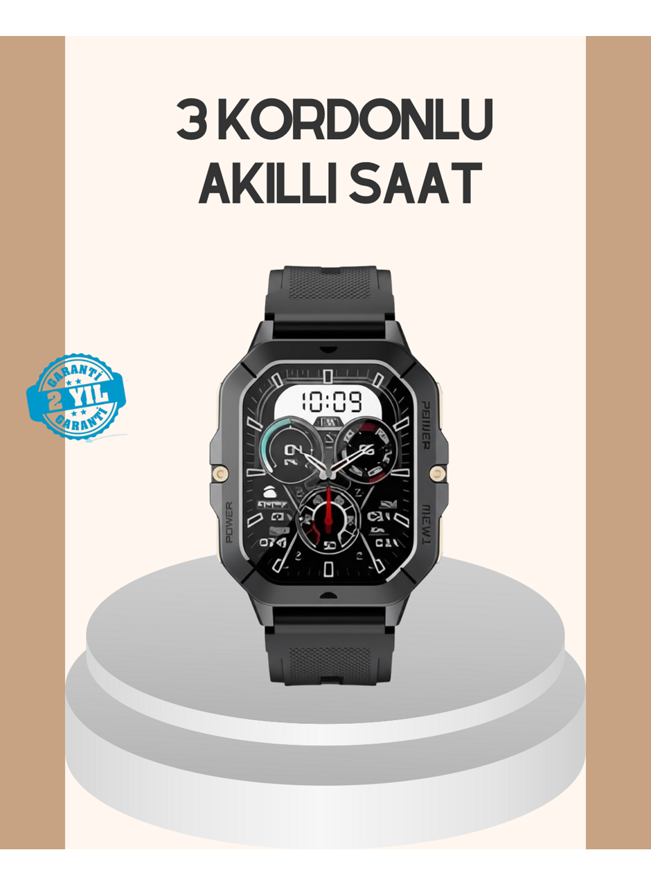 3 Kordonlu Akıllı Saat Uzun Pil Süreli