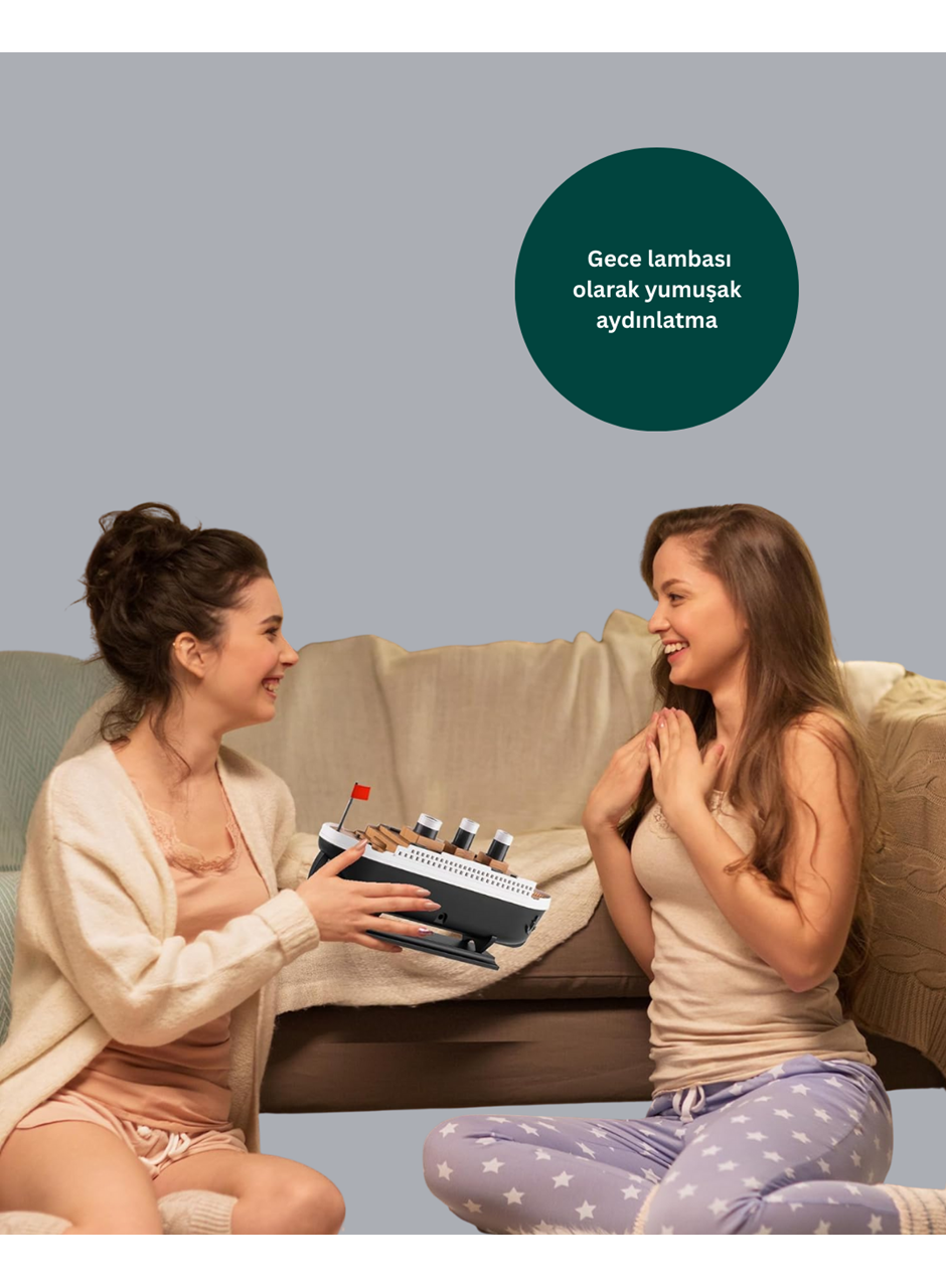 Ultra Sessiz Titanik Gemi LED Işıklı Aroma Difüzörü Oda Nemlendirici