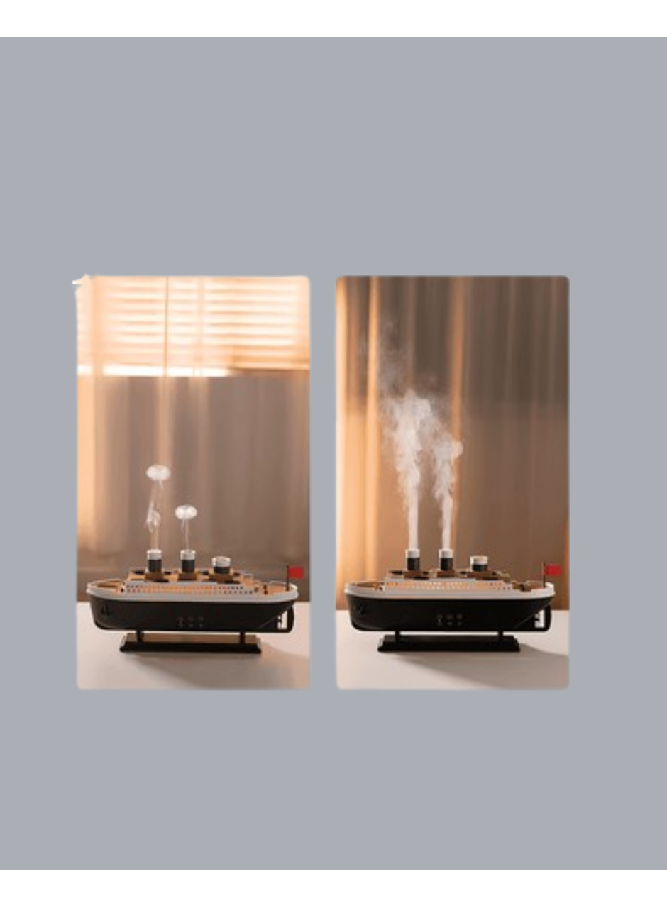 Ultra Sessiz Titanik Gemi LED Işıklı Aroma Difüzörü Oda Nemlendirici