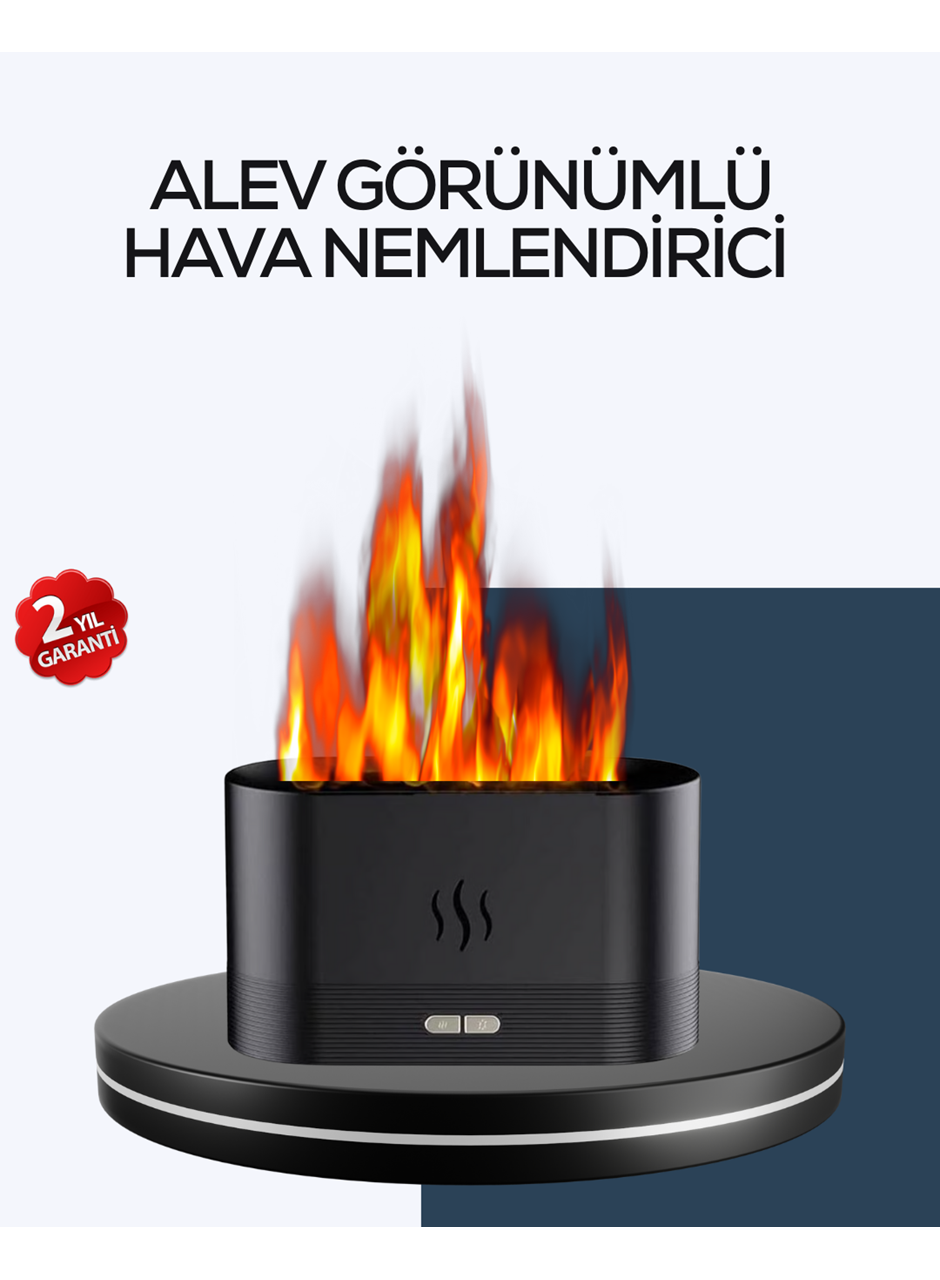 Aromatik Oda Kokusu Difüzörü Alev Tasarımlı LED Işıklı Nemlendirici