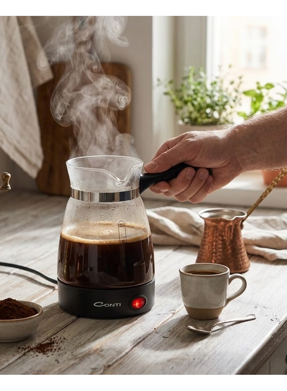 Cam Cezve Kahve Makinesi 650W Elektrikli 5 Fincan Kapasiteli Türk Kahvesi Makinesi