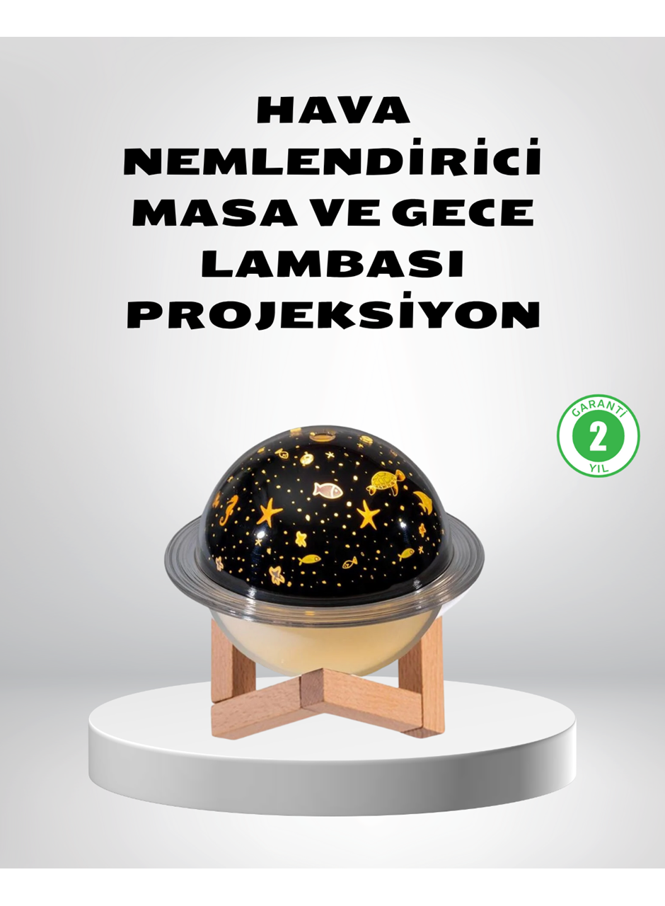 USB Projeksiyon Gece Lambası ve Hava Nemlendirici – Aromaterapi Destekli, Taşınabilir Mini