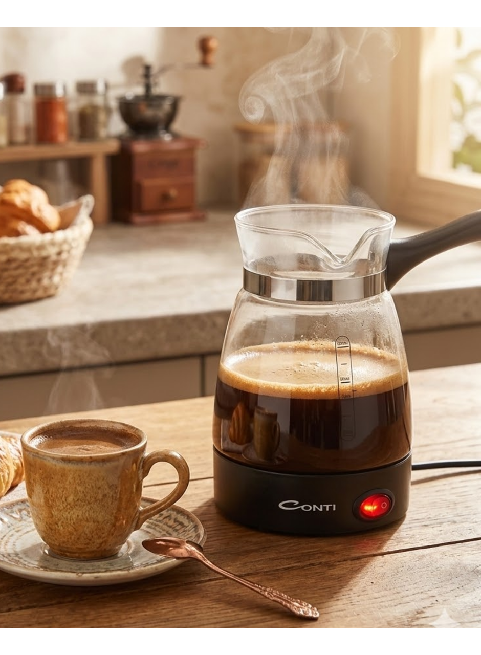 Elektrikli Cam Kahve Makinesi 650W 0.5 Litre Kapasiteli Türk Kahvesi Makinesi