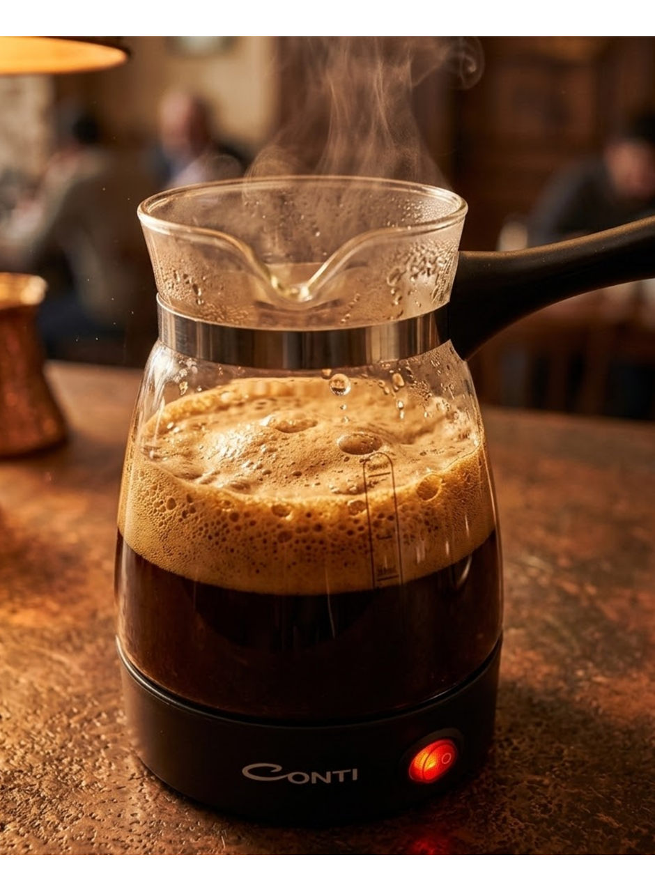 Cam Cezveli Türk Kahvesi Makinesi 650W 5 Fincan Kapasiteli Elektrikli Kahve Makinesi