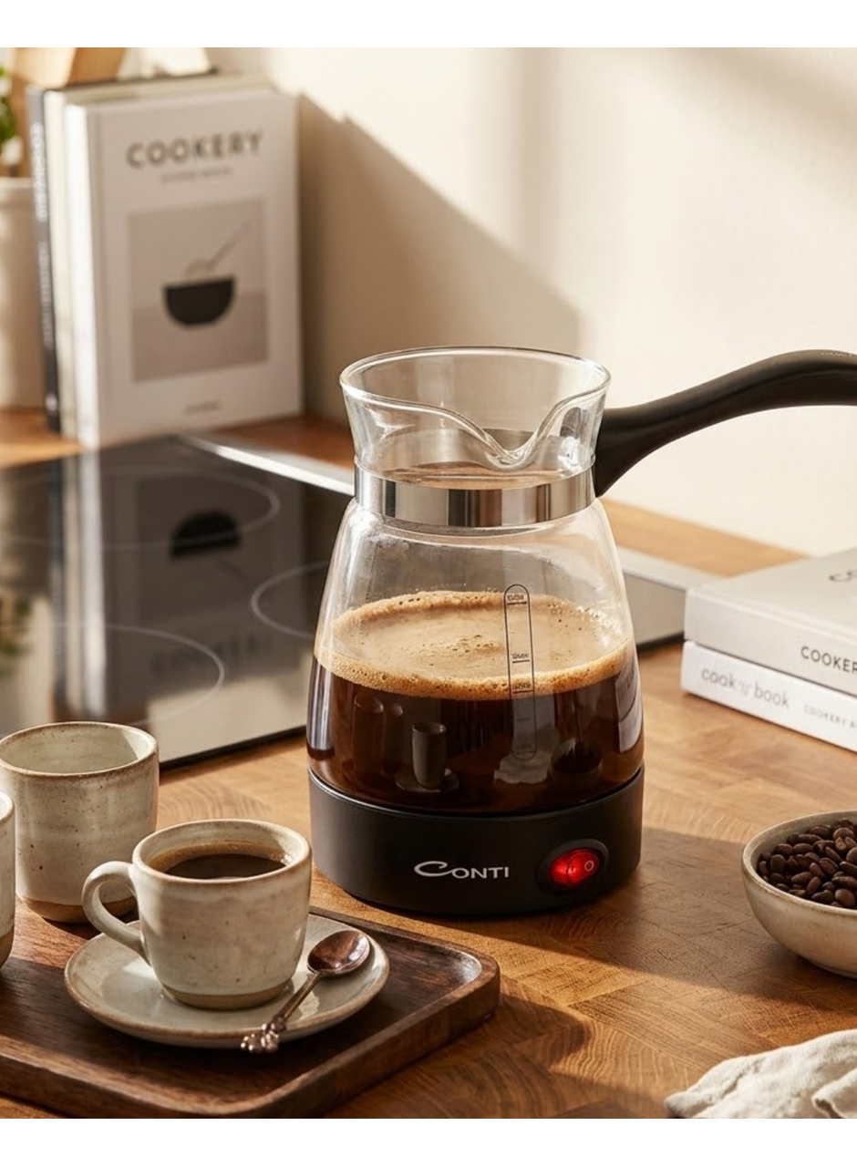 Cam Kahve Makinesi 650W 0.5 Litre 5 Fincan Kapasiteli Elektrikli Türk Kahvesi Makinesi