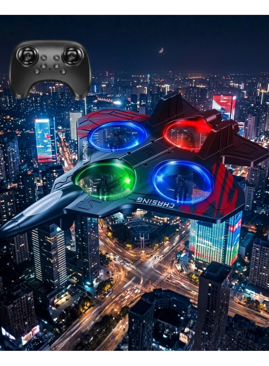 LED Işıklı Oyuncak Drone Fighter Jet Tasarımlı Uzaktan Kumandalı Uçak