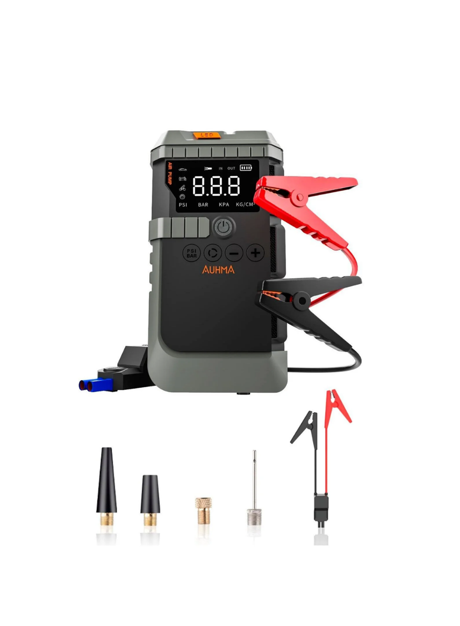 Taşınabilir Araç Çalıştırma Jump Starter Hava Pompası Dijital Basınç Göstergeli Güç Bankası