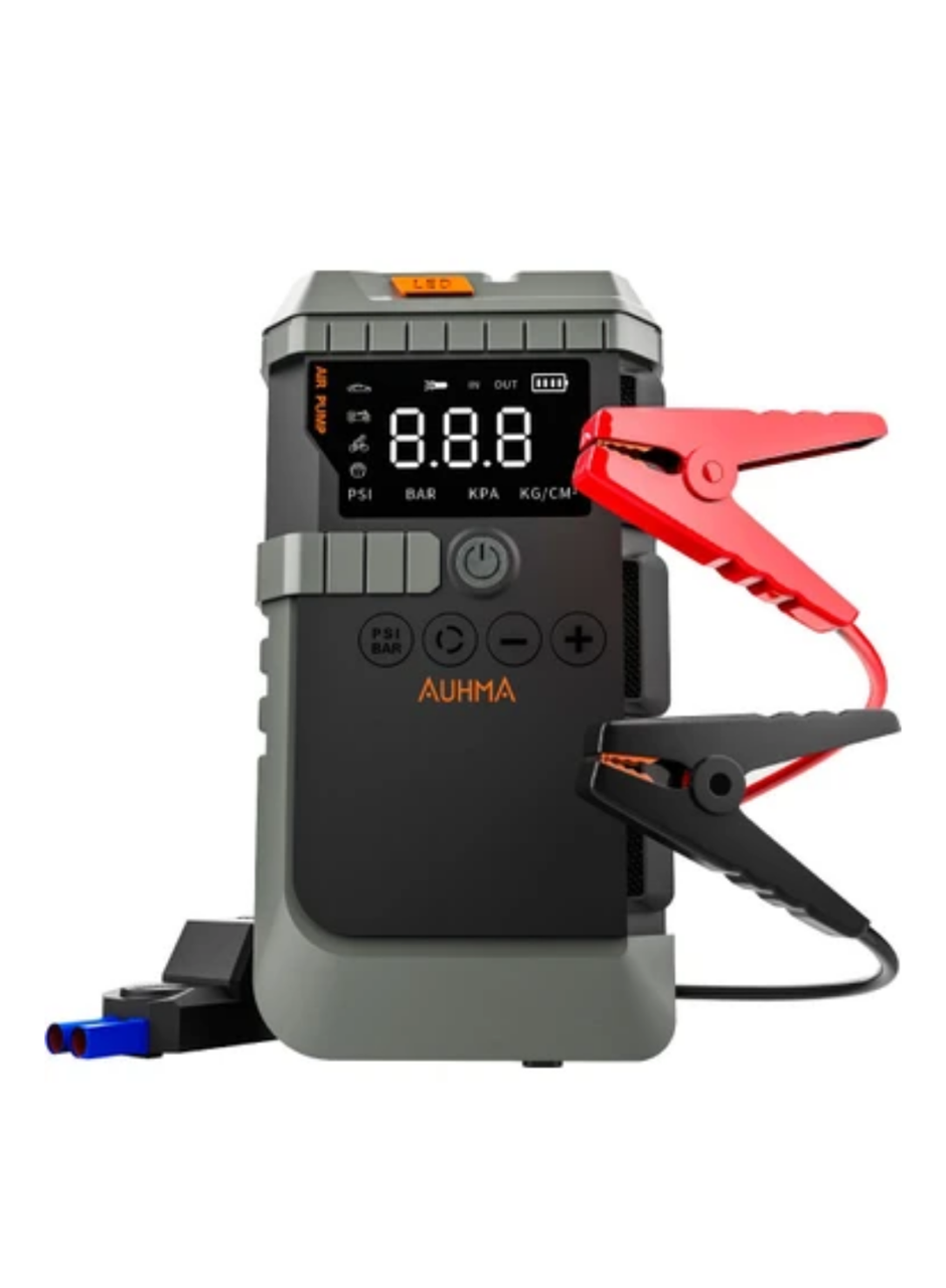 Taşınabilir Araç Çalıştırma Jump Starter Hava Pompası Dijital Basınç Göstergeli Güç Bankası