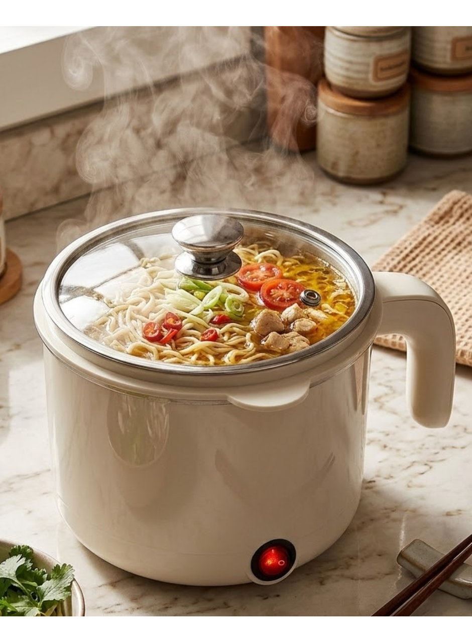 Mini Elektrikli Pişirici 1 Litre Buharda Pişirme Tepsili Çok Amaçlı Mutfak Tenceresi