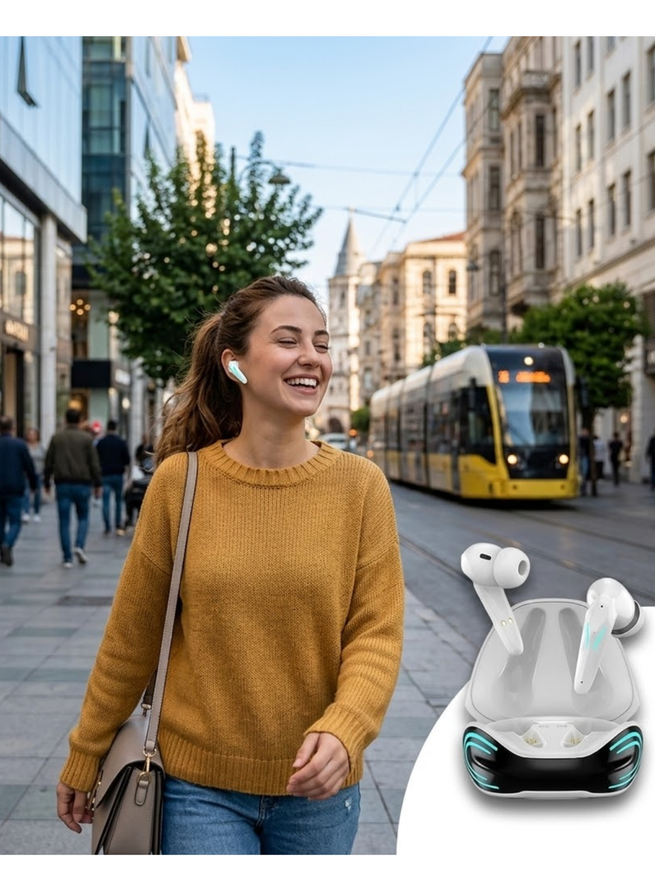 Bluetooth Oyuncu Kulaklığı Kablosuz Kulaklık iPhone 11 iPhone 13 Samsung S23 Xiaomi Redmi Note 12 Uyumlu