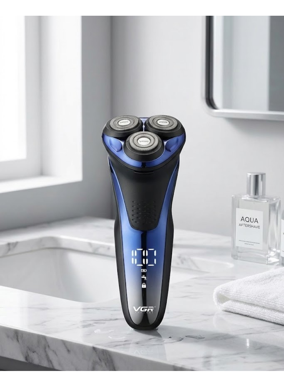 3 Başlıklı Elektrikli Tıraş Makinesi Su Geçirmez Dijital Göstergeli