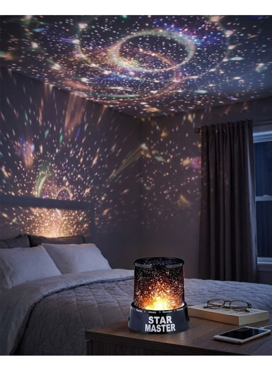 Çocuk Odası Yıldız Projektörü Renk Değiştiren Gece Lambası