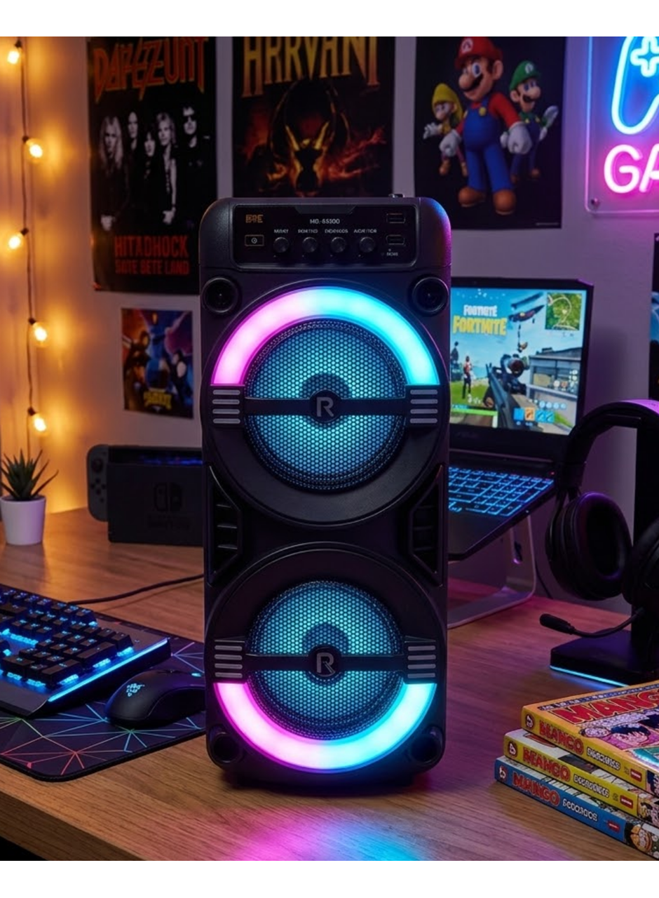 Kablosuz Bluetooth Hoparlör LED Işıklı USB ve TF Kart Destekli