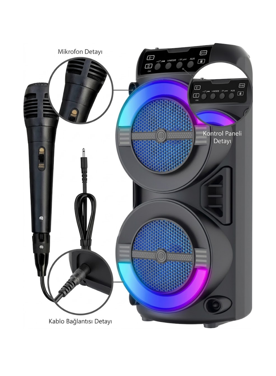 Kablosuz Bluetooth Hoparlör LED Işıklı USB ve TF Kart Destekli