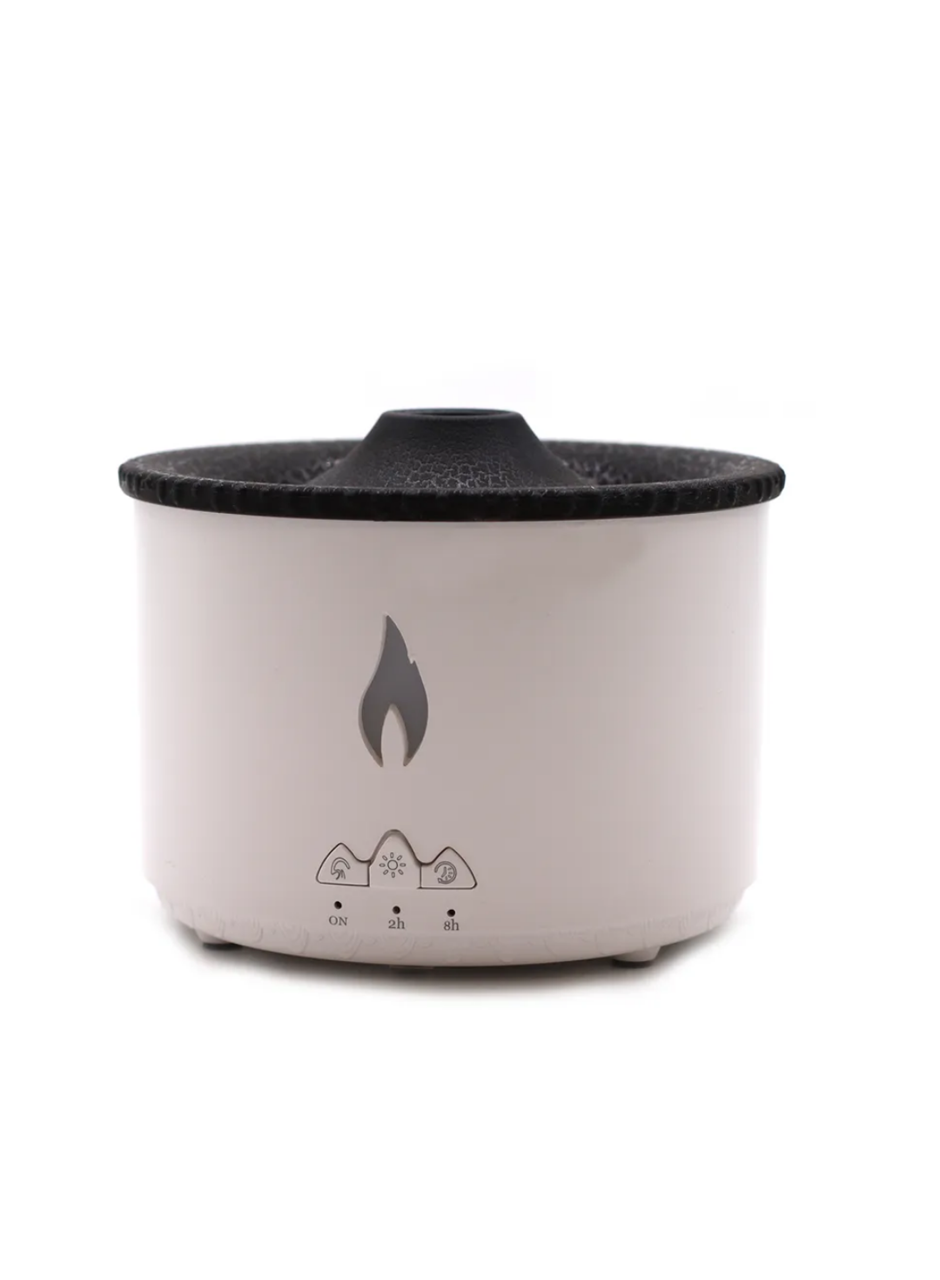 Alev ve Volkan Efektli Ultrasonik Aroma Difüzörü LED Gece Lambalı Hava Nemlendirici