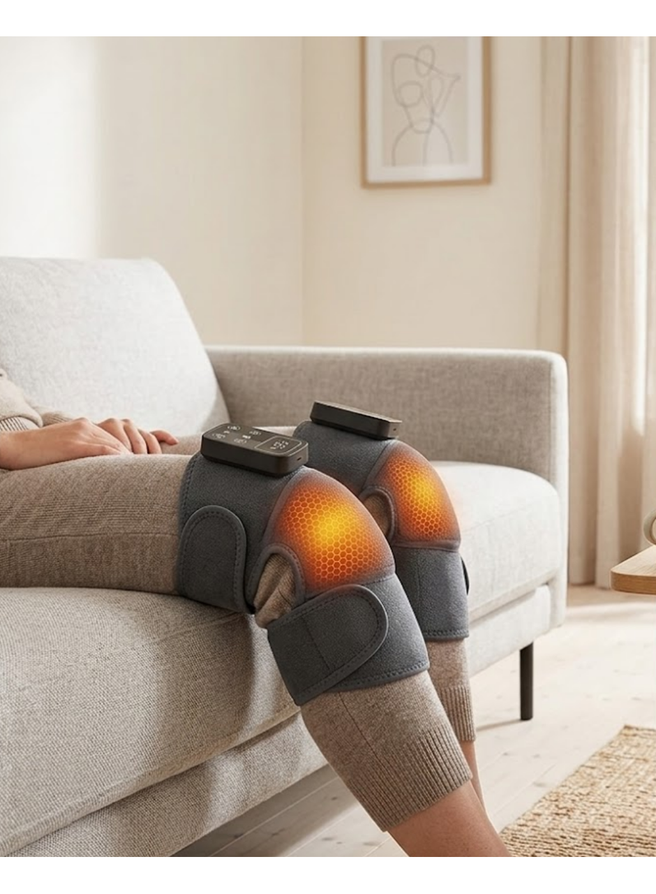 Kablosuz Isıtmalı Diz Omuz Masaj Cihazı Titreşimli Eklem Masaj Bandı 2li Set