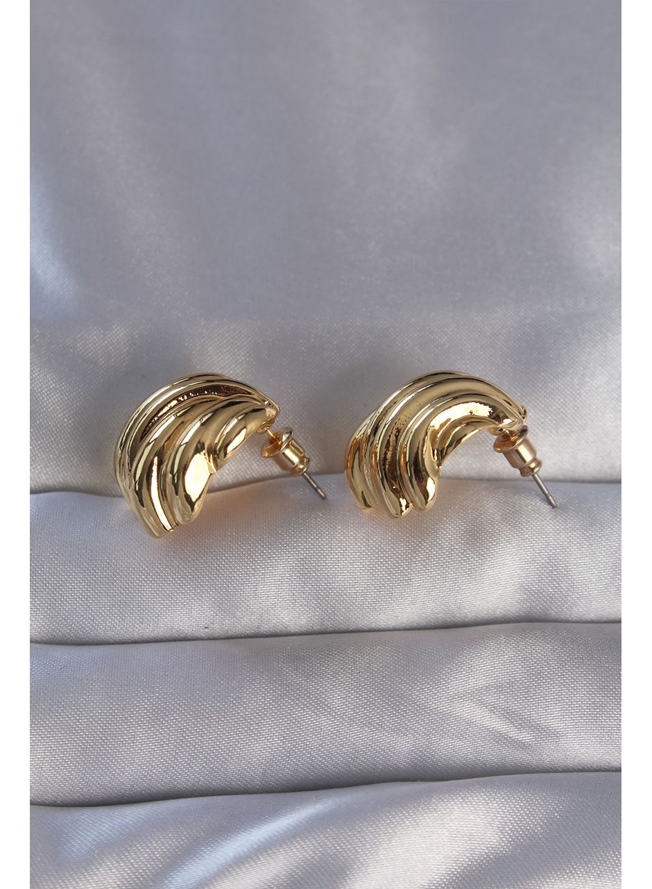 Pirinç Gold Renk Tırtıklı Bombe Model Küpe