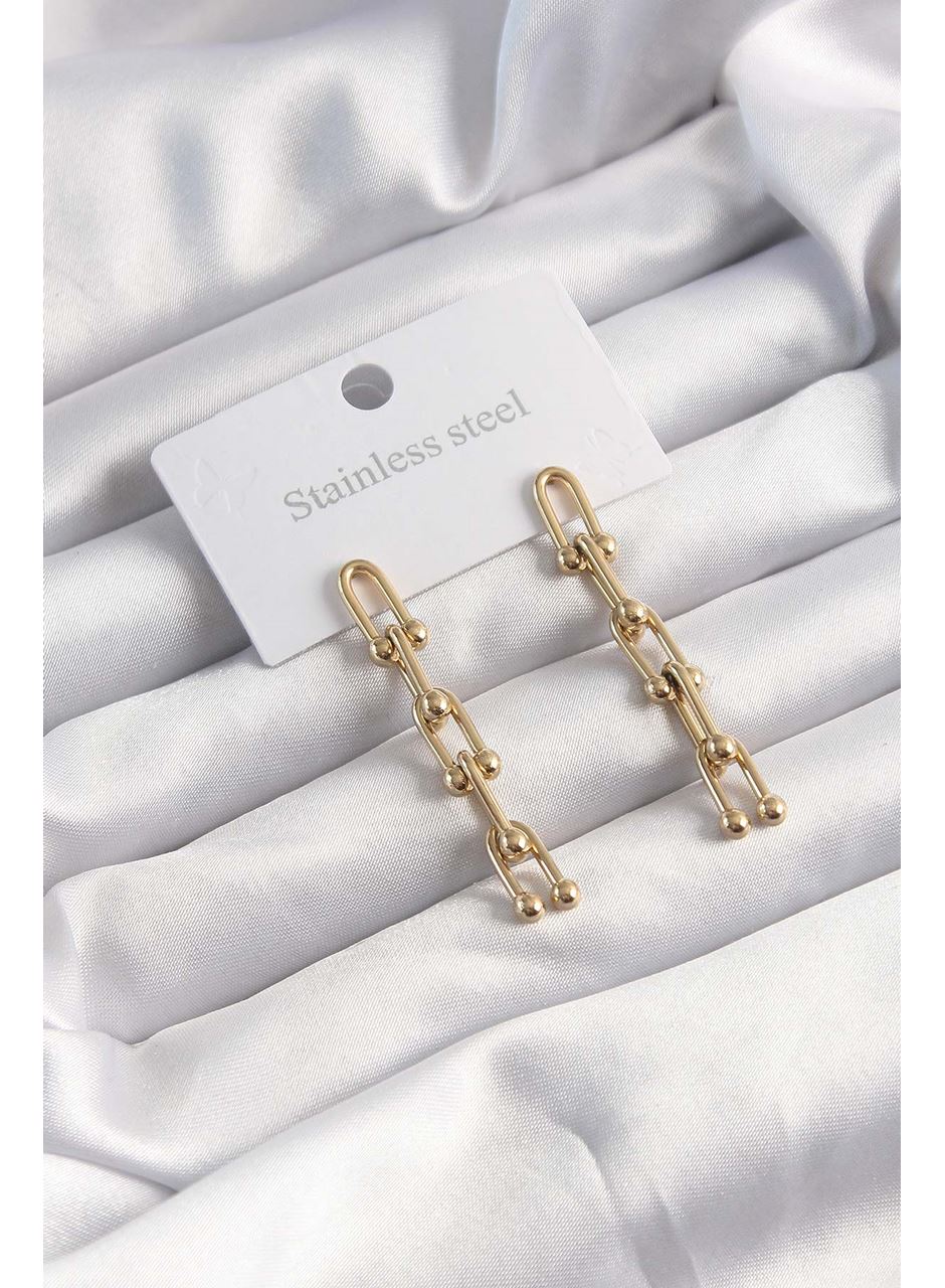 316L Çelik Altın Renk Sallantılı Model Küpe