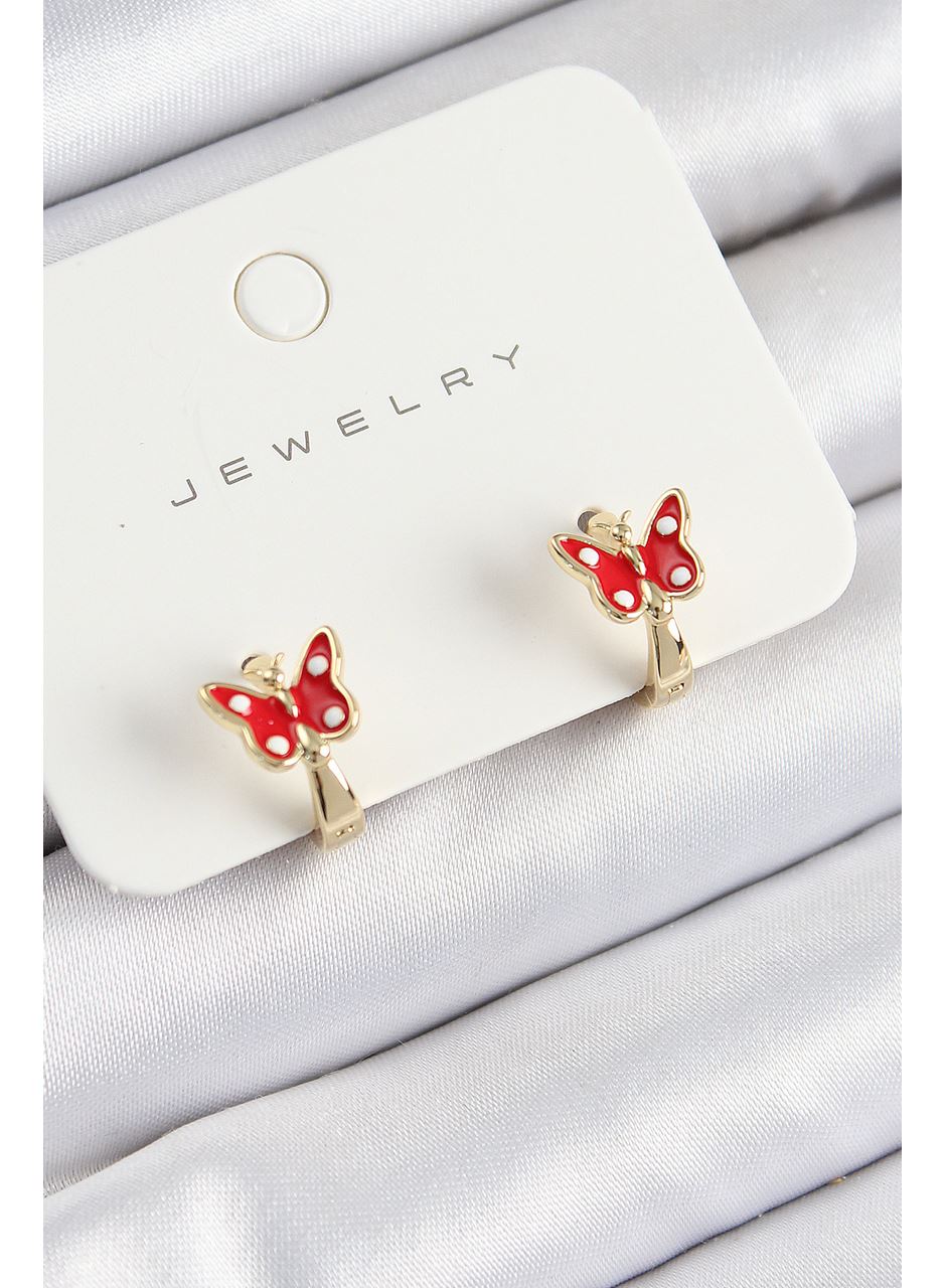 Pirinç Kelebek Model Gold Renk Çocuk Küpe