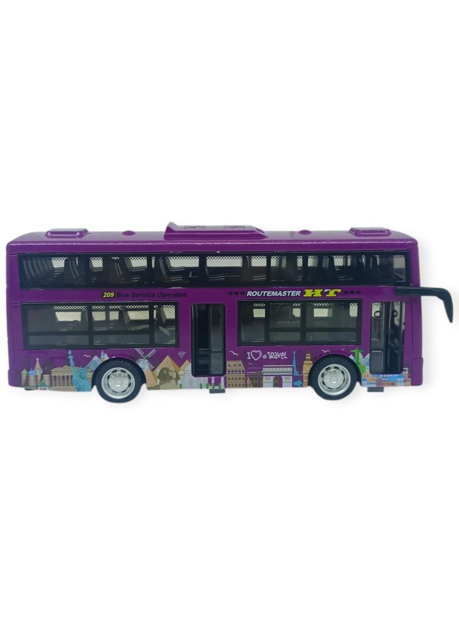 Sesli Işıklı Çift Katlı Otobüs 20 cm - Mor