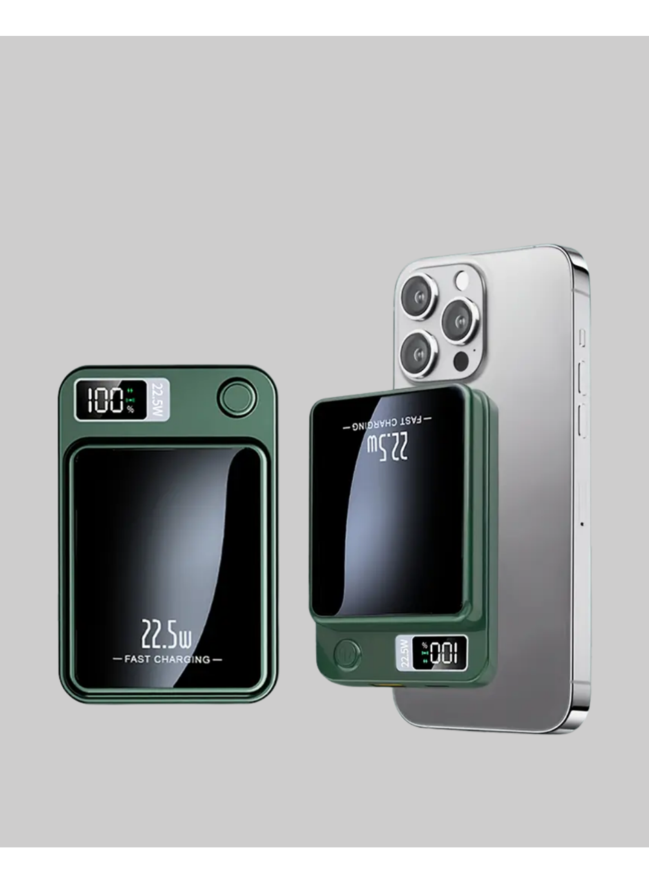 MagSafe Powerbank 10.000 mAh Kablosuz ve Dijital Ekranlı Hızlı Şarj Cihazı