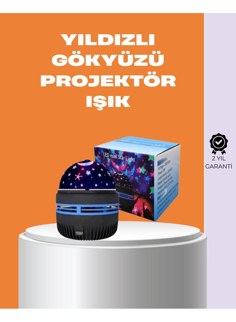 Star Master Galaxy Projektör – 360° Dönebilen Gece Lambası, Dekoratif Ambiyans Işığı