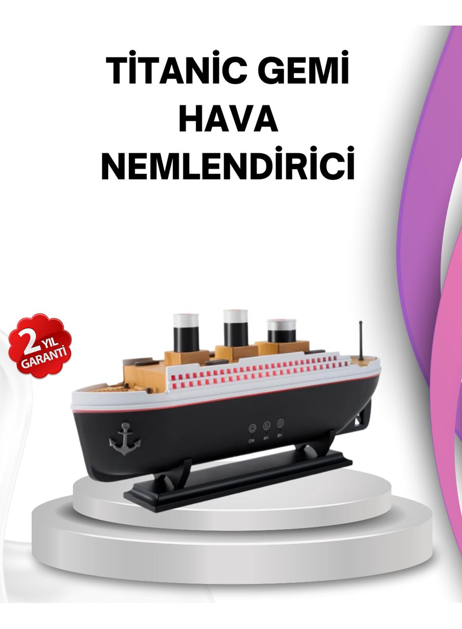 Ultra Sessiz Titanik Gemi LED Işıklı Aroma Difüzörü Oda Nemlendirici