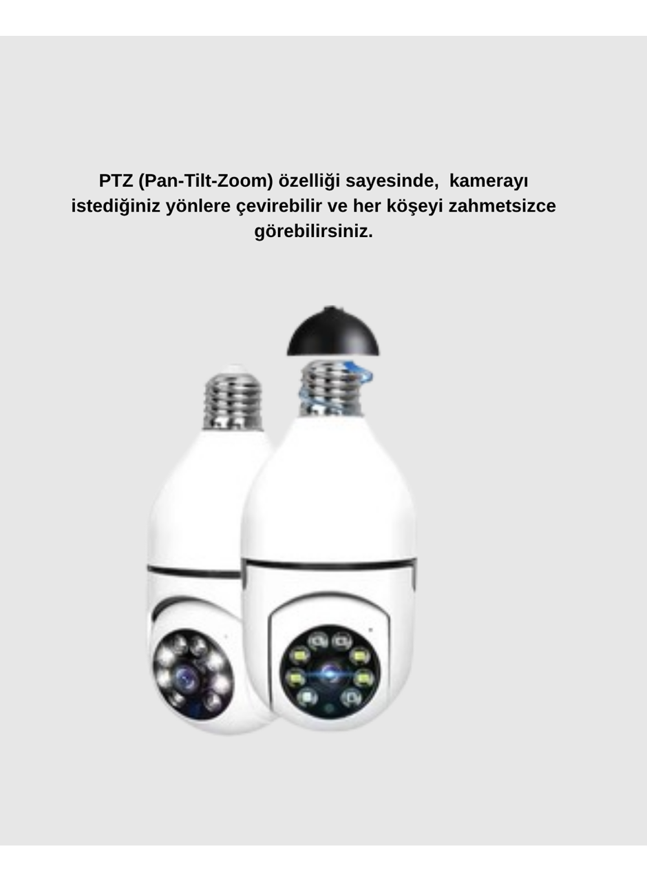 Akıllı Duylu 360° Güvenlik Kamerası – PTZ Özellikli, Uzaktan Kontrollü Akıllı Kamera