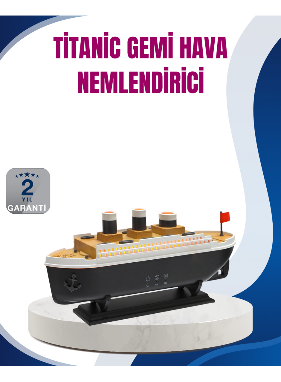 Dekoratif Gemi Modeli 7 Renk Işıklı Hava Nemlendirici ve Oda Kokusu Difüzörü
