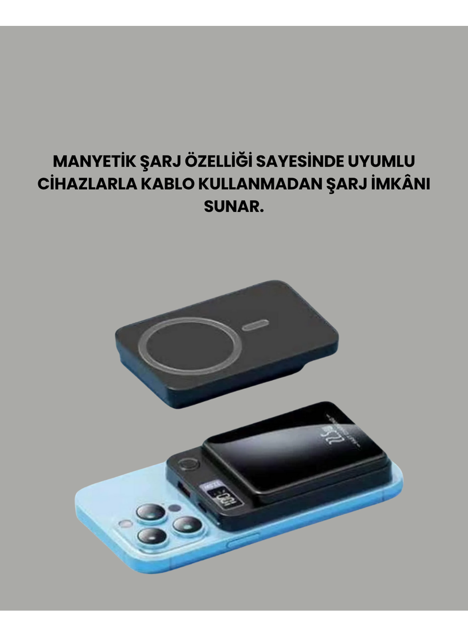 Gerçek Zamanlı Güç Göstergeli Manyetik USB-C Taşınabilir Powerbank