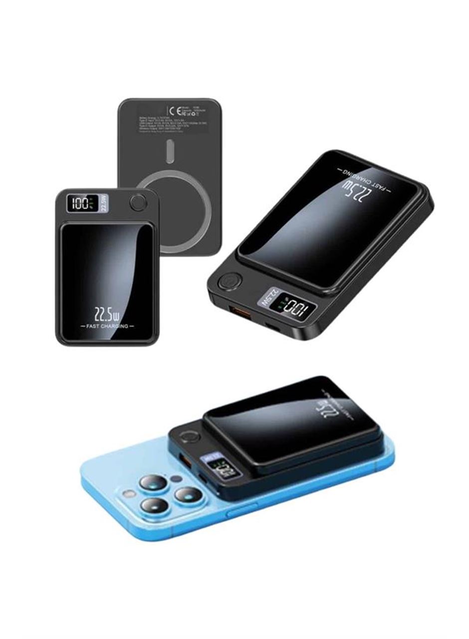 Taşınabilir Şarj Magsafe Powerbank 10.000 mAh Hızlı Şarj Led Göstergeli Kablosuz
