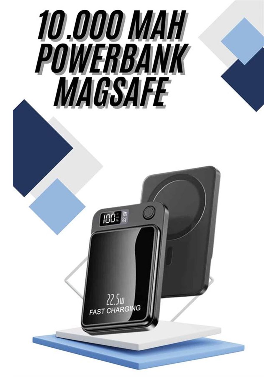 Magsafe Powerbank 10.000 mAh 22.5 Watt Hızlı Şarj Göstergeli Kablosuz Taşınabilir Şarj