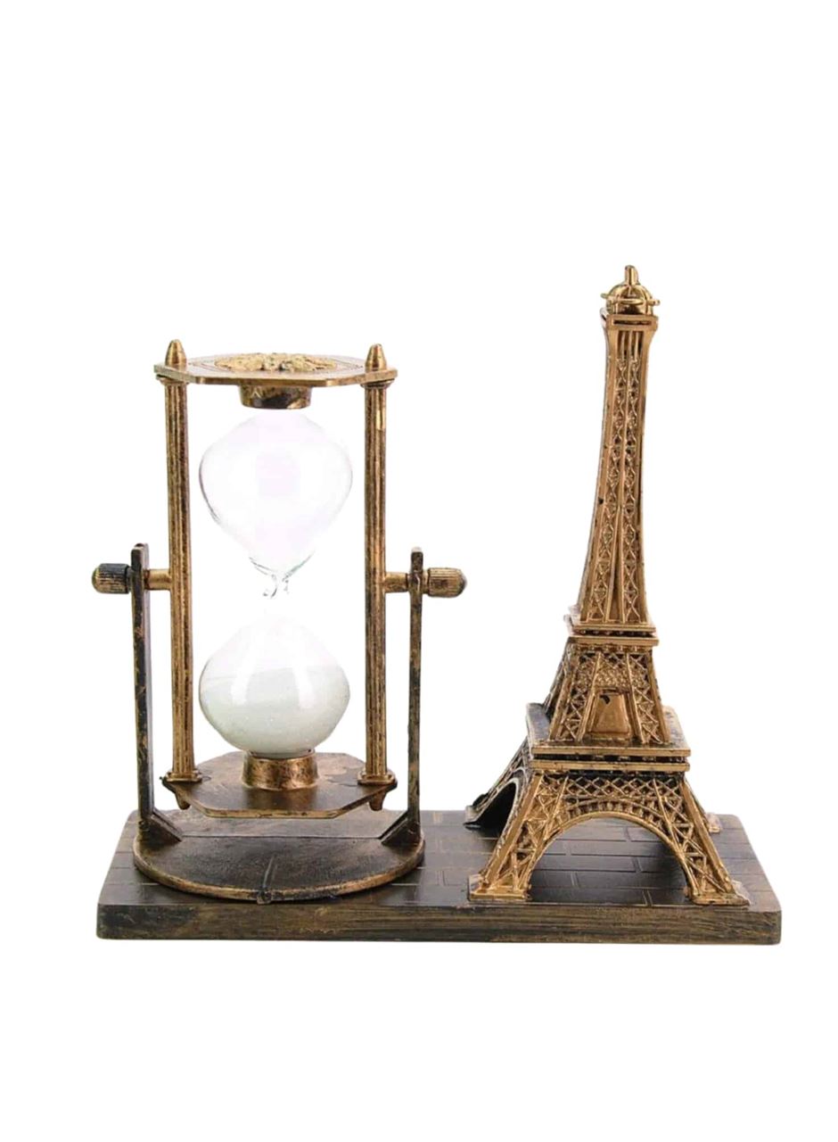 Retro Eyfel Kulesi Ve Kum Saati Dekoratif Ahşap Görünümlü Masa Biblosu