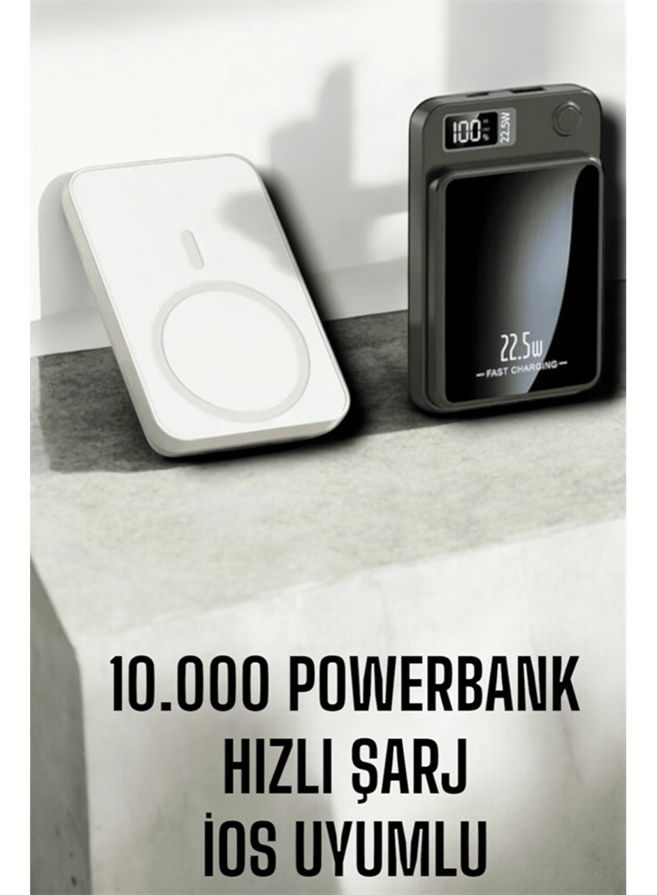 22.5W Magsafe Kablosuz Şarjlı Powerbank Dijital Ekran ve Hızlı Şarj