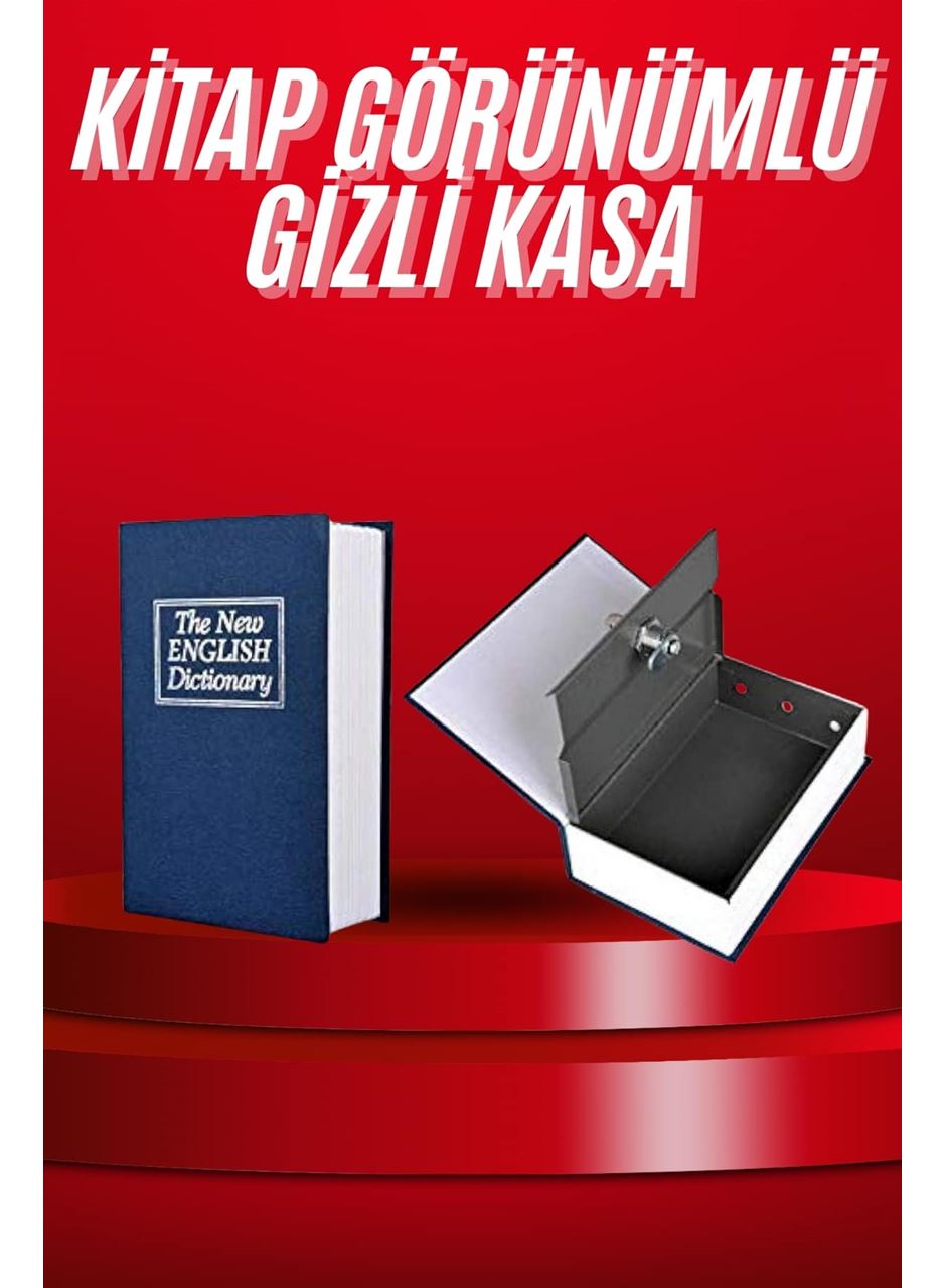 Kitap Görünümlü Gizli Kasa Büyük Boy Anahtarlı Kilitli Para Kasası