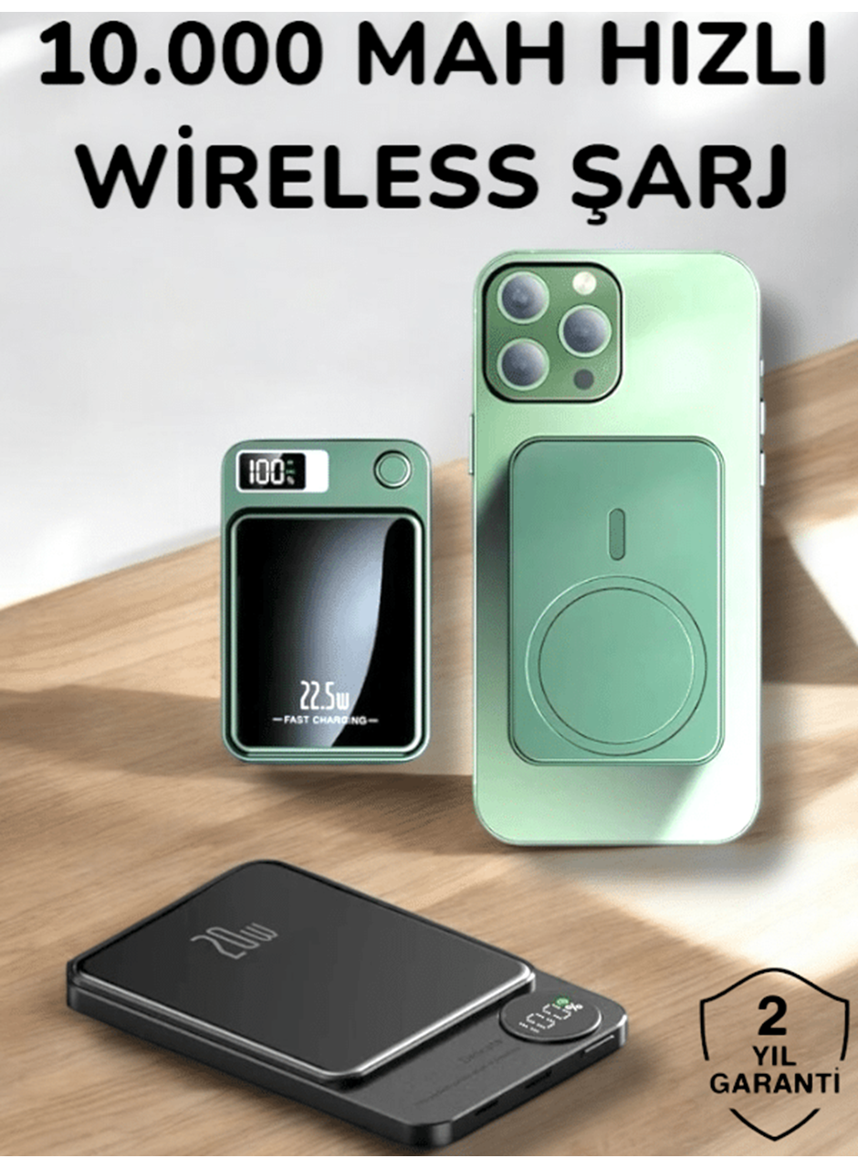 iOS Uyumlu 22.5W Hızlı Şarj Magsafe Powerbank Dijital Göstergeli 10.000 mAh