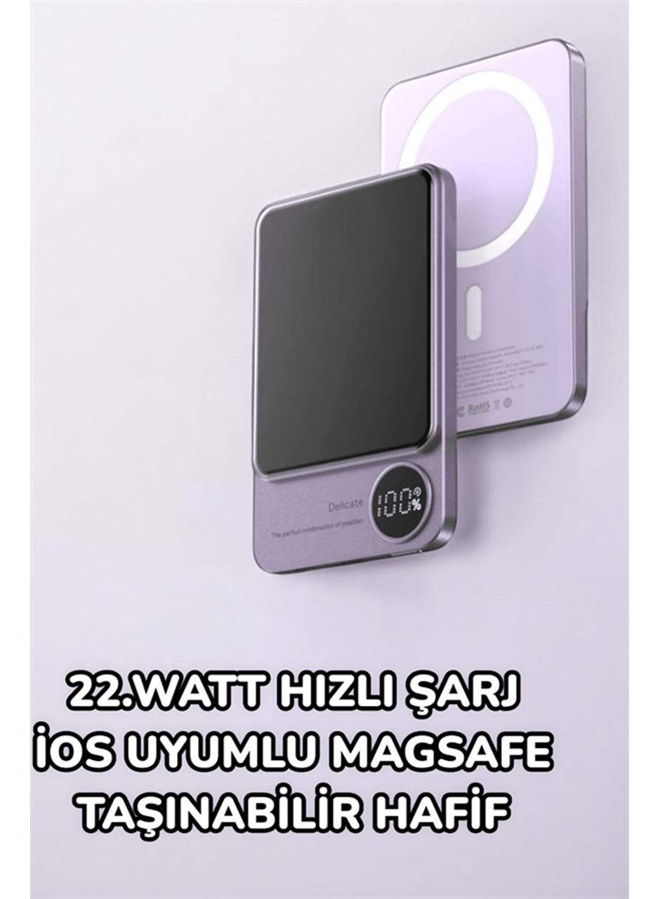 iOS Uyumlu 22.5W Hızlı Şarj Magsafe Powerbank Dijital Göstergeli 10.000 mAh