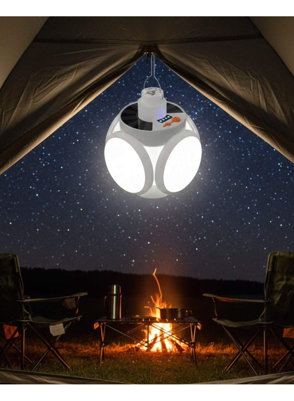 Güneş Enerjili Solar Aydınlatma Kamp Çadır Lambası Şarjlı Ampül Led Şarjlı El Feneri Işıldak