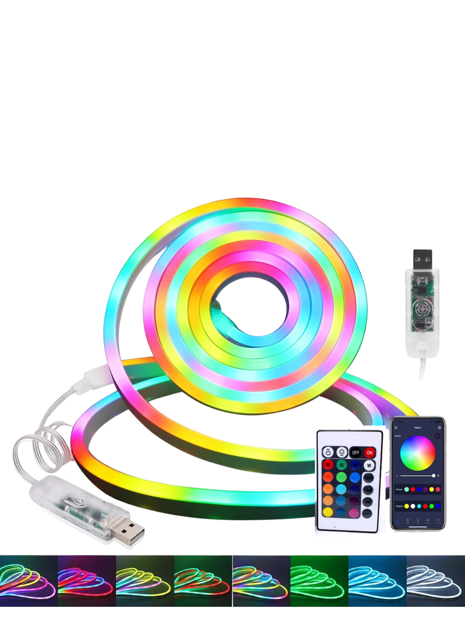 3 Metre RGB Akıllı Neon LED Şerit Işık Telefon ve Kumanda Kontrollü Ambiyans Aydınlatma