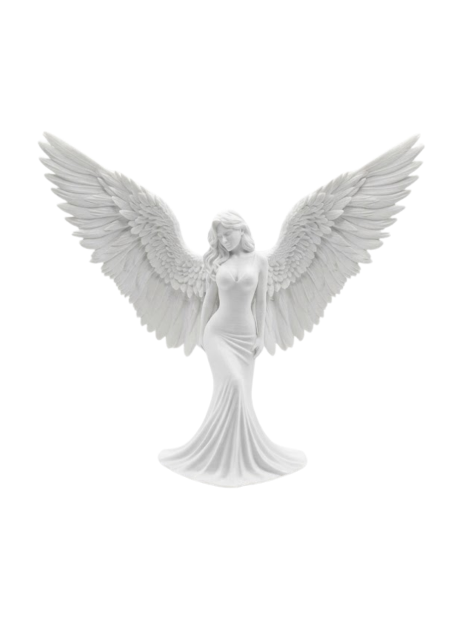 Kanatlı Melek Figürü 3D Baskı Dekoratif Heykel Biblo Ev Ofis Aksesuarı