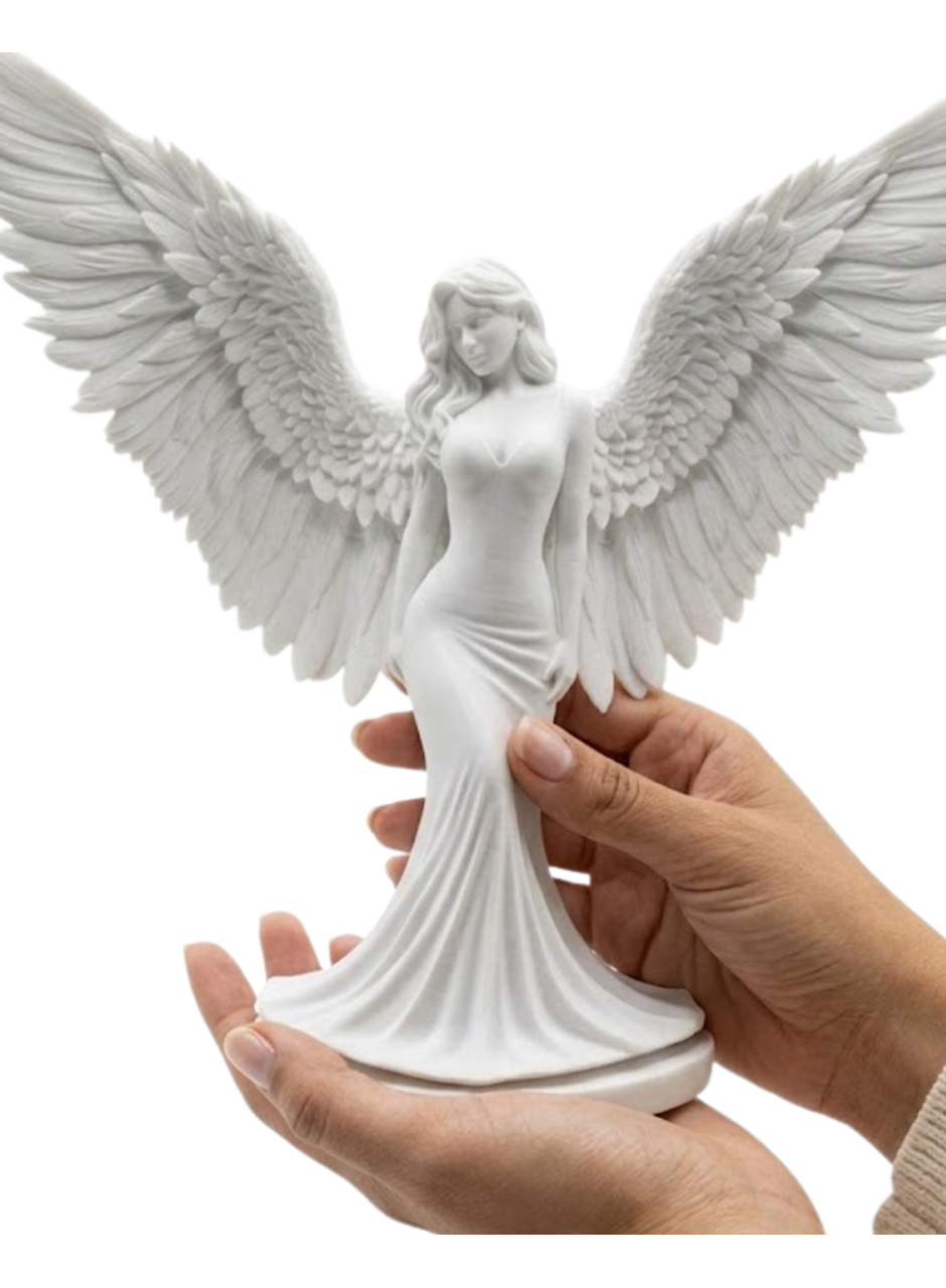 Kanatlı Melek Figürü 3D Baskı Dekoratif Heykel Biblo Ev Ofis Aksesuarı