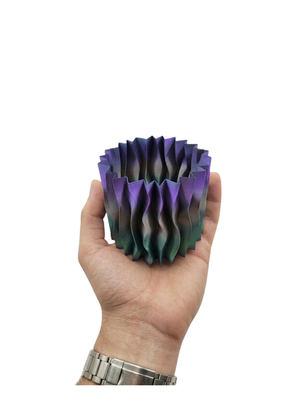 Minimalist Dalgalı Tasarımlı Mor Dekoratif 3D Vazo Masa Dekoru