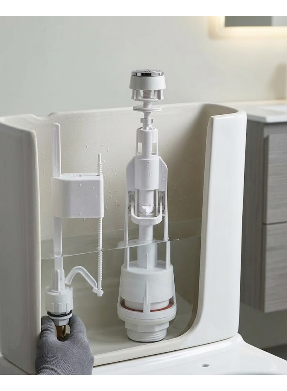 Basmalı Vitrifiye Rezervuar İç Takımı Ayarlanabilir Sessiz Dolumlu Klozet Rezervuar Mekanizması