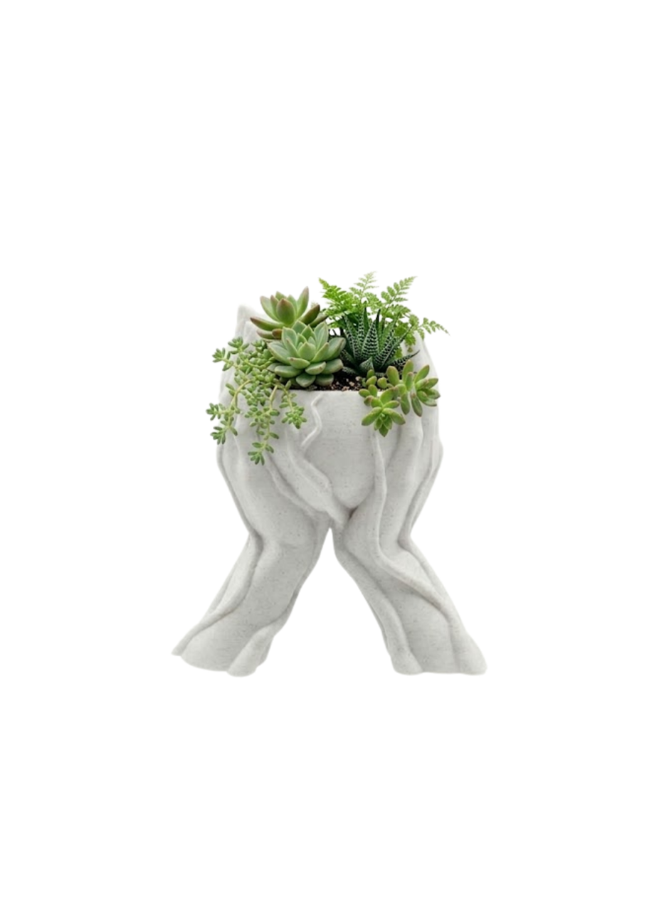 Sanatsal El Figürlü 3D Baskı Dekoratif Saksı Vazo Ev Ofis Dekoru