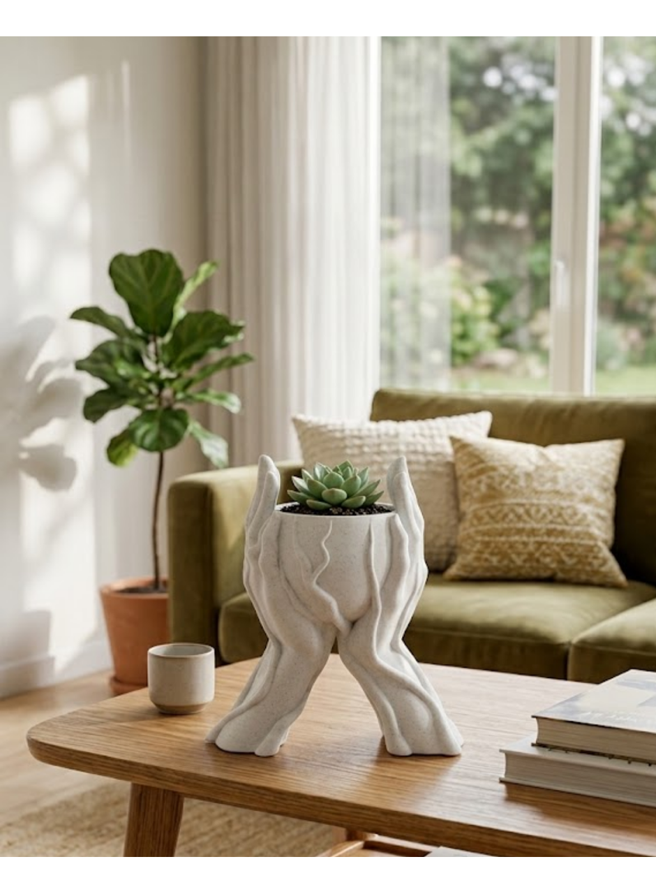 Dekoratif 3D El Tasarımlı Vazo Saksı Modern Ev Dekorasyon Aksesuarı