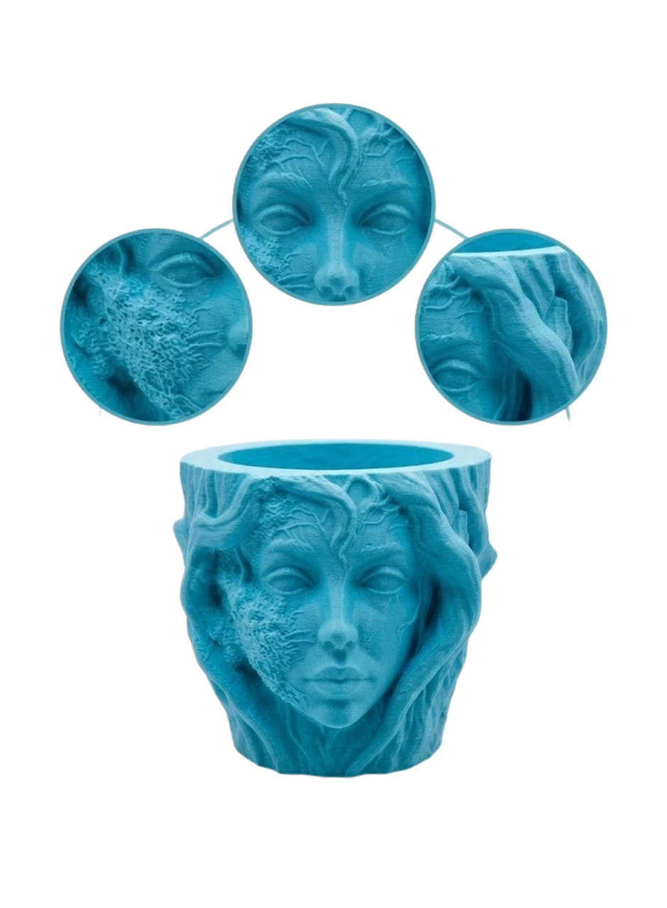 Minimalist Kadın Yüzü Heykel Tasarımlı 3D Dekoratif Saksı Vazo